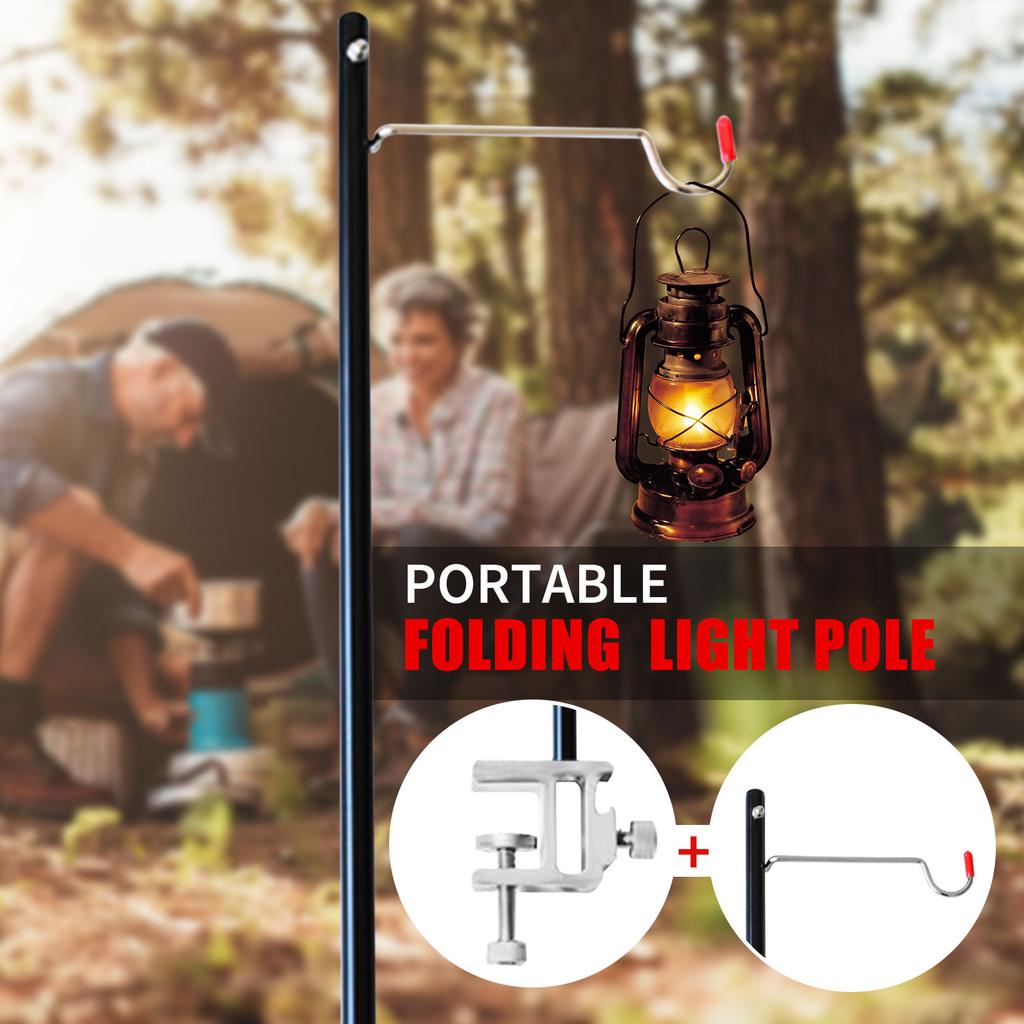 Desktop Light Stand Portable Lamp Pole Aluminum Alloy Table Lantern Hanger Adjustable for Table Thickness Under 3cm
