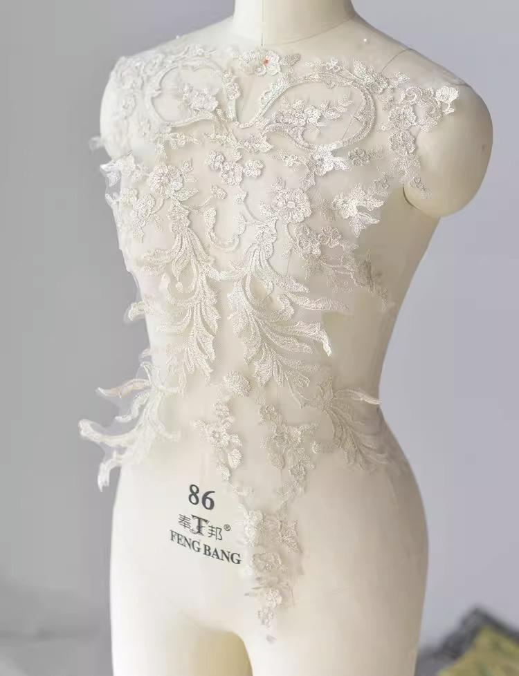 Oversized Back Sub-Gold Sequined Lace Accessories Wedding Dress Clothing Chest Handmade Diy Decorative Mesh Material