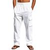 Men's new four seasons thin section breathable workwear multi-pocket loose casual trend wide-leg trousers