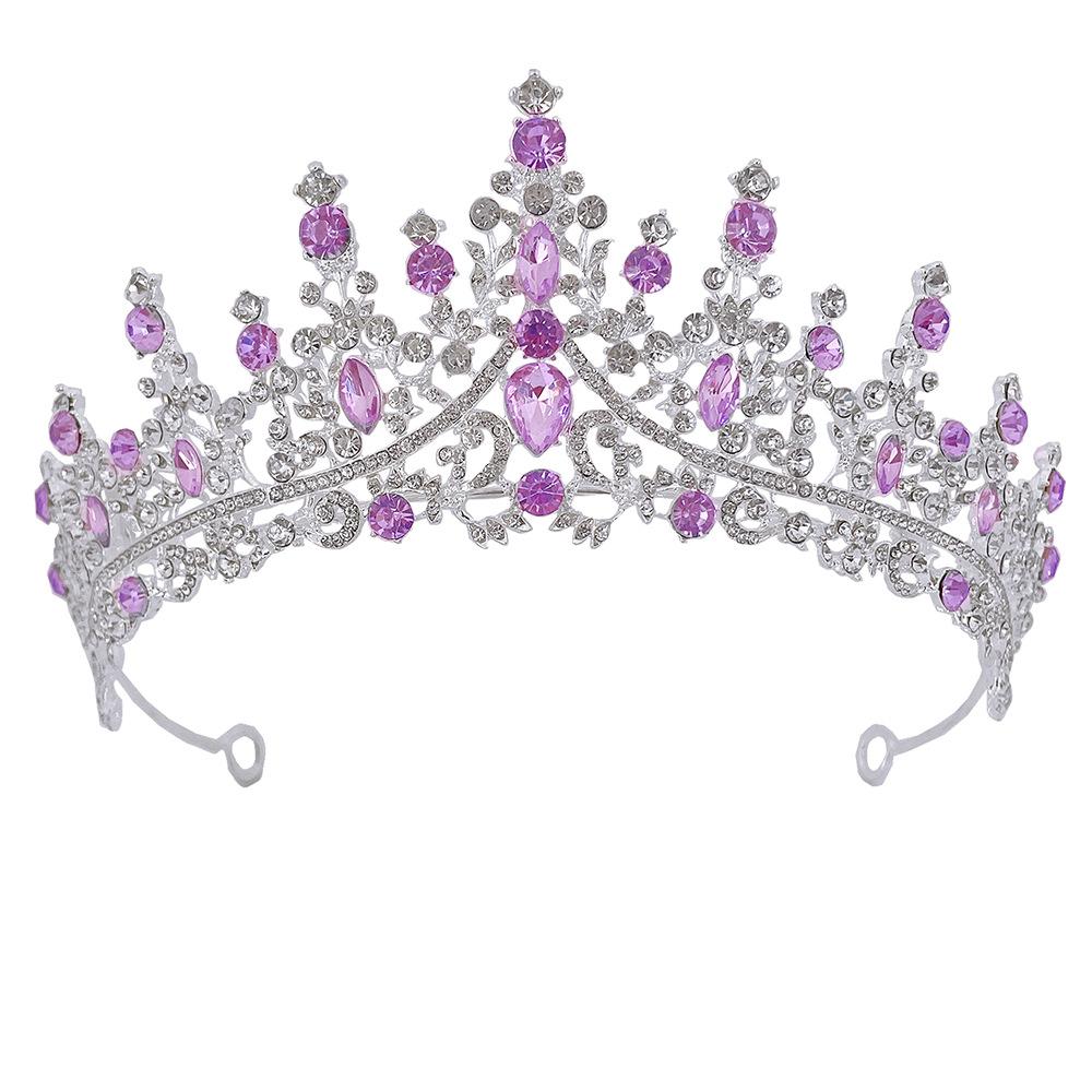 Bridal Crown Diamond Luxurious Prom Party Headband Headband Birthday Princess Hair Accessories Purple Crystal Crown