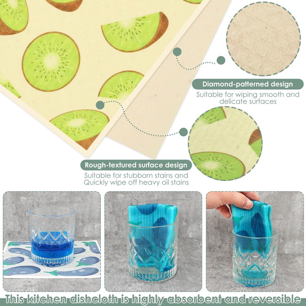 6-12Pcs Kitchen Dish Towels Reusable Dishcloths Absorbent Swedish Dishcloths Kitchen Dish Rags Soft Non-woven Cleaning Cloth