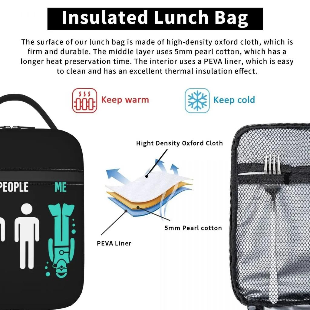 Funny Scuba Diving Insulated Lunch Bags Dive Diver Snorkeling Meal Container Thermal Bag Tote Lunch Box Work Food Storage Bags