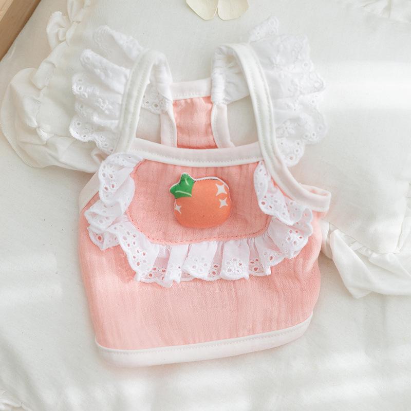 

Одежда для собак, ремень для домашних животных, 3D фруктовый кружевной ремень для маленьких собак, тонкая майка для кошек, мальтийский Тедди, жилет для собак, одежда для кошек, одежда для щенков XXL розовый