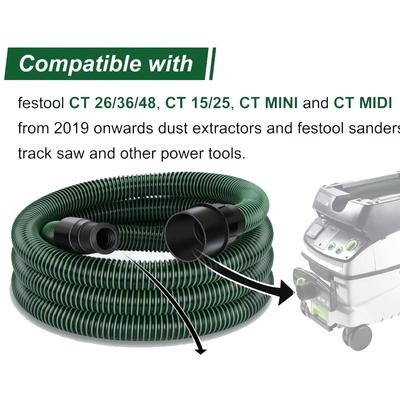 3.5M Universal Dust Suction Hose Electric Dry Grinders For FESTOOL Hose (Ø 27-32 Mm) Antistatic Threaded Vacuum Flexible Hose