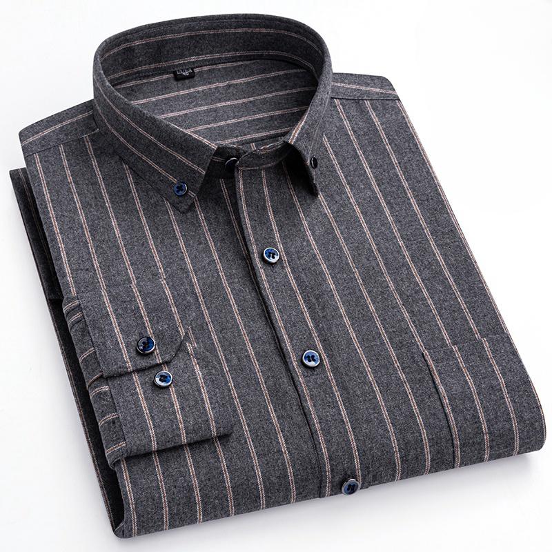 New 100% Pure Cotton Shirt Men's Plaid Shirt Long Sleeve Regular Fit Men Casual Soft Comfortable Flannel Social Shirts S-4XL