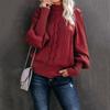 Women's Fashion Casual Solid Color Sweater Set Head Round Neck Warm Long-sleeved Sweater
