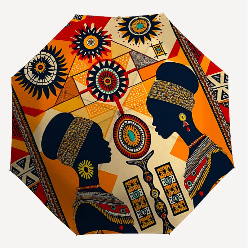 1PC African patterns Umbrella-8-Rib Reinforced, Automatic Open, Lightweight & Durable, Cute Fashion Accessory for Outdoor-Y0313