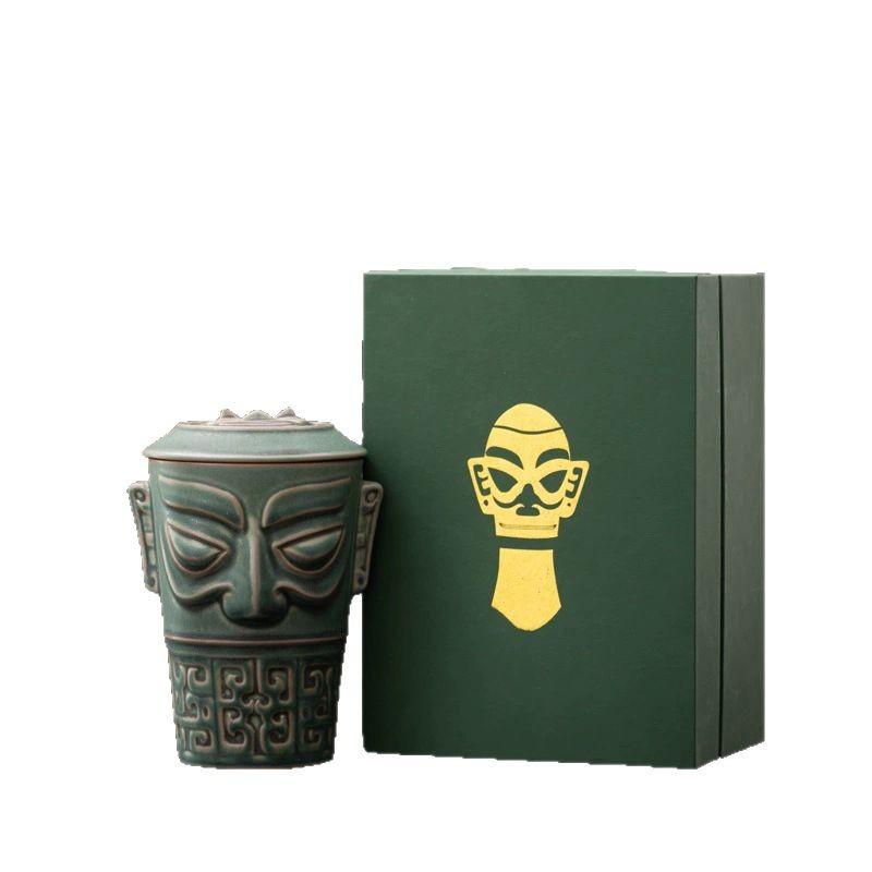 Sanxingdui mask office cup merchandise souvenir ceramic tea set business company activities museum collection gifts