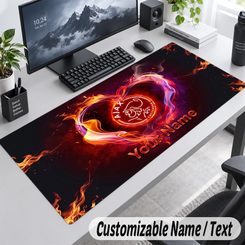 Custom Name Text Mouse Pad Ajax Amsterdam Personalized Desk Pad For Work And Gaming