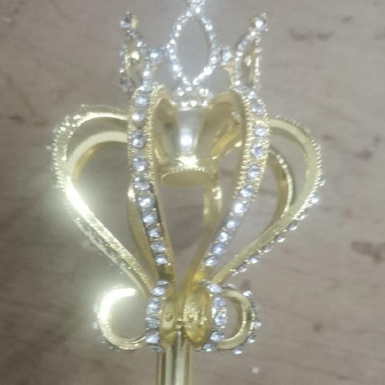 Enchanting Cosplay Jeweled Walking Stick with Pearls Accents Embedded Metal Roleplay Wand Ideal for Costume Parties Gift
