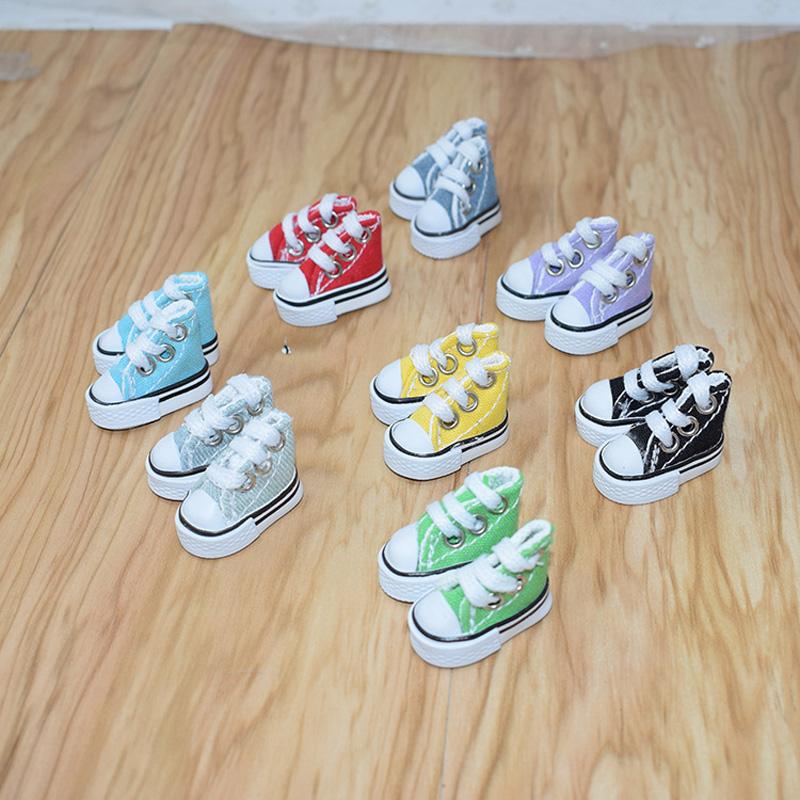 1 Pair Mini Rag Doll Canvas Shoes Finger Shoe Cute Skate Board Fingerboard for Breakdance Doll Shoe