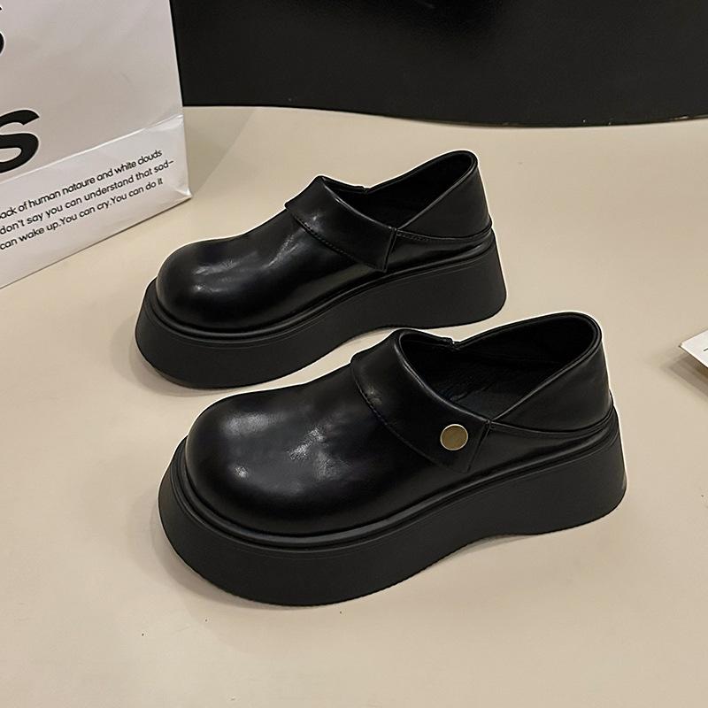 British Style Platform Small Leather Shoes Women's 2025 Spring New One-pedal Lazy Single Shoes Casual Versatile Loafers