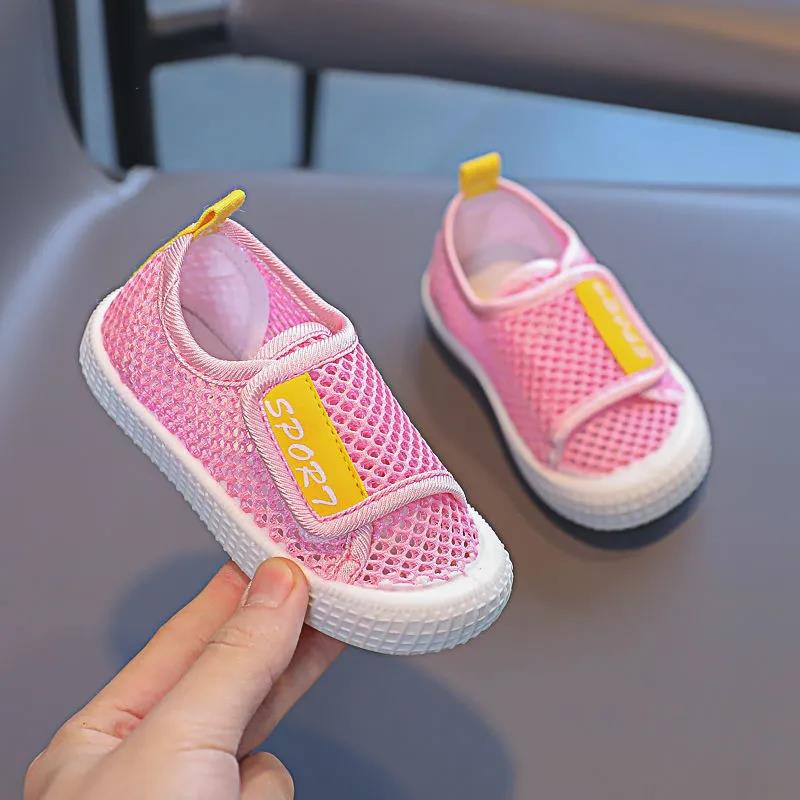 Kinder Frühling Sommer Schuhe Mädchen und Jungen Weiche Sohle Sportschuhe Einfarbig Anti-Rutsch Casual Mesh Flache Schuhe