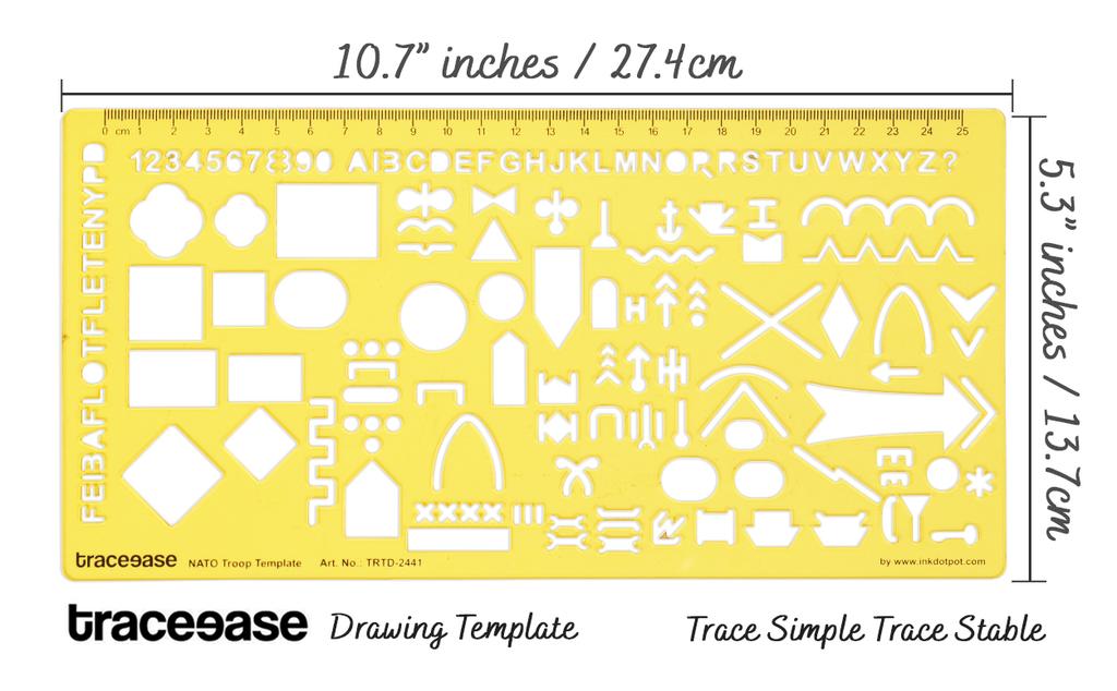 Traceease Kartenentwurfsvorlage für NATO-Truppen, Zeichenschablone, Entwurfsvorlage, Messlineal