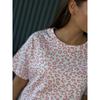 Summer Fashion Round Neck Leopard Printing Short Sleeve T-shirt Loose Casual Ruffles Shorts Set Suit Homewear