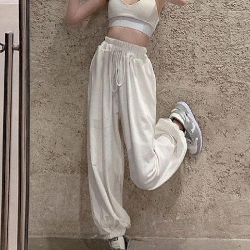 

Спортивные штаны для женщин, осенние мешковатые модные спортивные штаны больших размеров, женские брюки для бега, уличная одежда больших размеров XS белый
