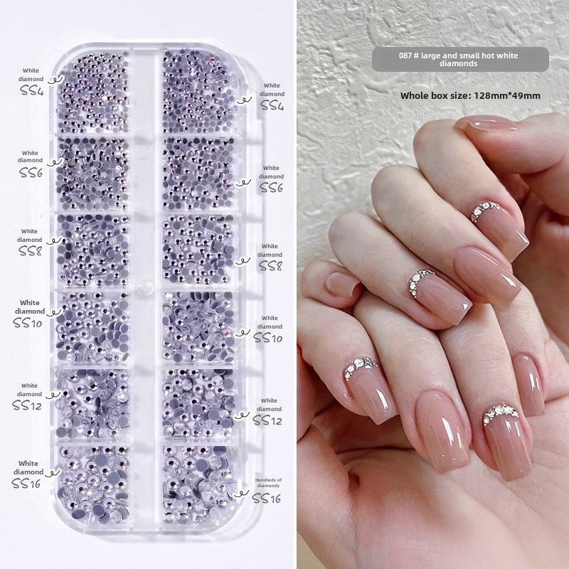 

Японський стиль нігтьових аксесуарів: Стрази, Діаманти з плоскою основою, Порожнисті заклепки, Наклейки, Паєтки, Кольорові самоцвіти, Перли з плоскою основою