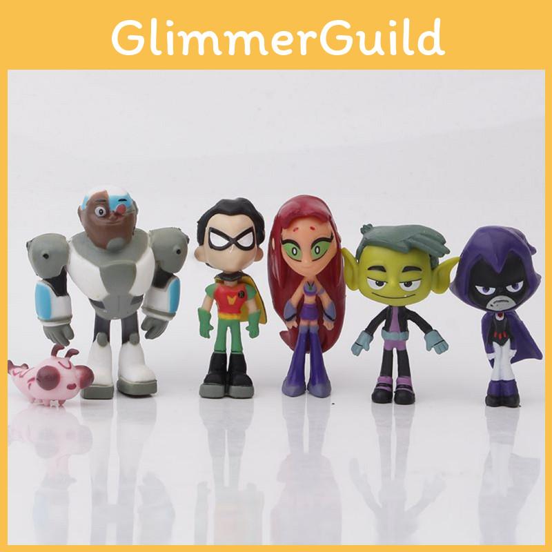 Lebhafte Teen Titans Go Anime-Figuren mit Robin Raven Beast Boy Starfire