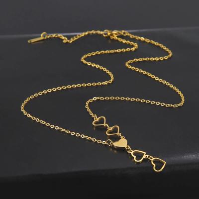 Skyrim New In Kpop Hearts Tassel Necklace Stainless Steel Gold Color Long Chain for Women 2024 Fashion Jewelry Mother's Day Gift