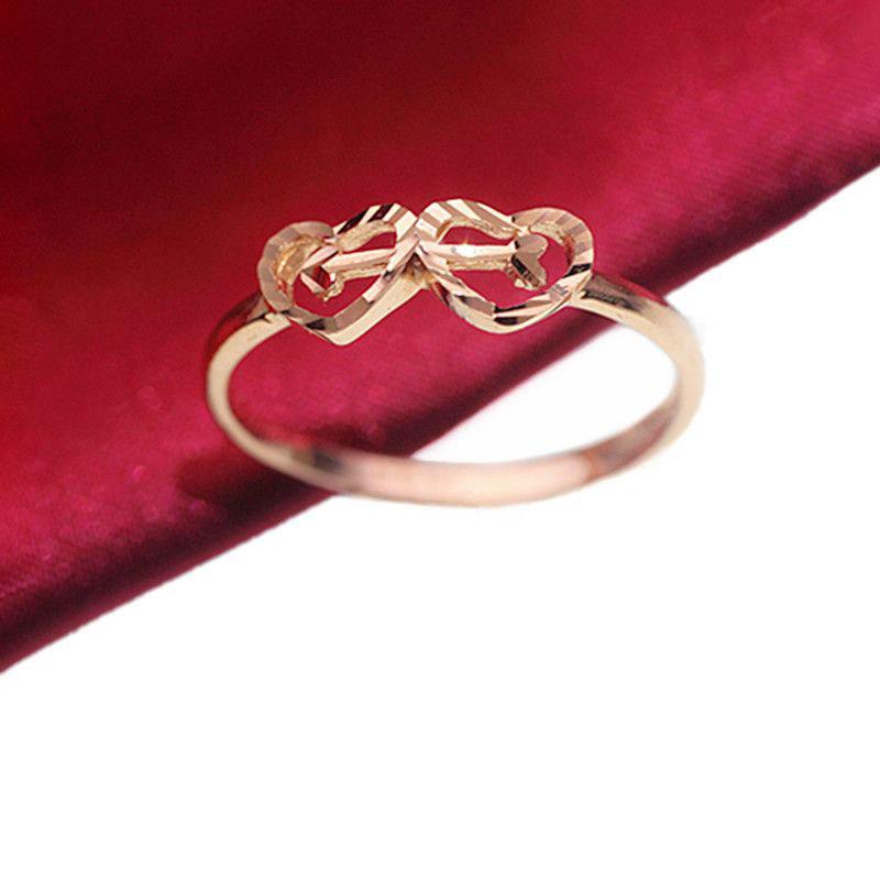 Purple Gold Women'S Love Ring Fashion Trend Design Arrow Plated Rose Gold Double Heart Ring