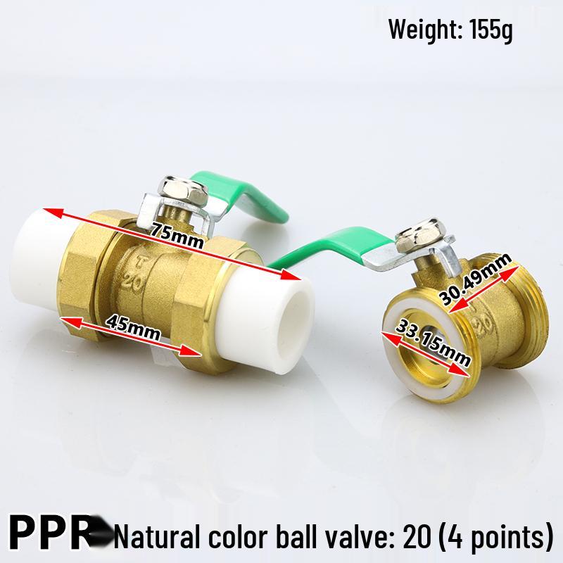 High-Temperature PPR Ball Valve: Double Union, Copper, Hot Melt, Sizes 20-75, Water Pipe & Switch