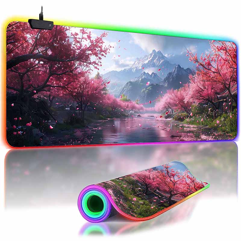 Sakura Scenery Moon Mousepad HD Printing Computer Gamers Desk Mat Locking Edge Non-slip Mouse Pad XXL Keyboard PC Desk Pads