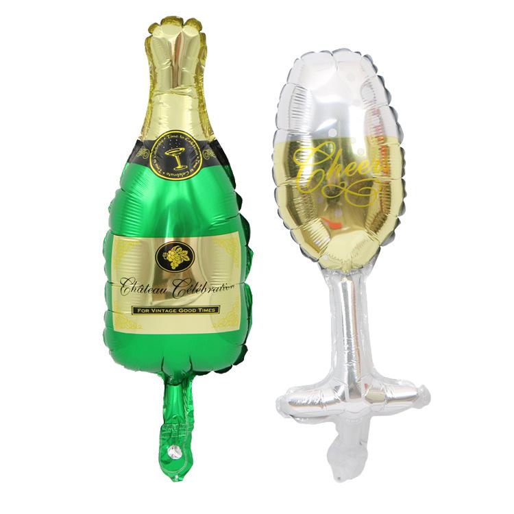 Champagne Glass Wine Bottle Foil Balloon - Wedding, Birthday, Graduation Party Decor