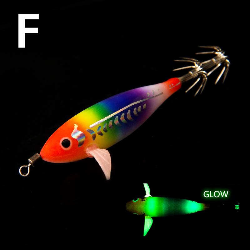 1Pc 75mm 5.5G New Luminous Wood Shrimp Floating Squid Bait Artificial Bait Rocket Squid Wood Shrimp Lure Sea Fishing Lure