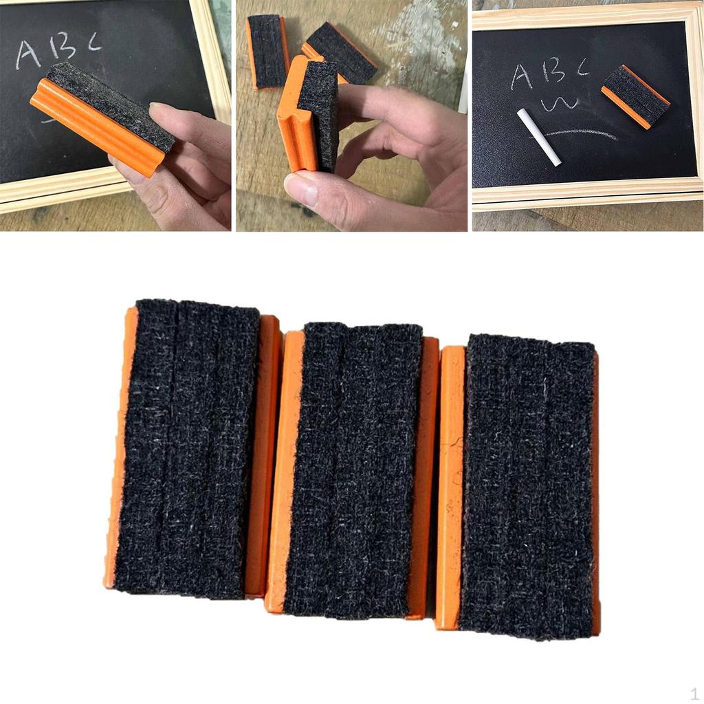 3x Small Chalkboard Erasers Cleaners Blackboard Home with Wooden Handle Chalk for Art Easels