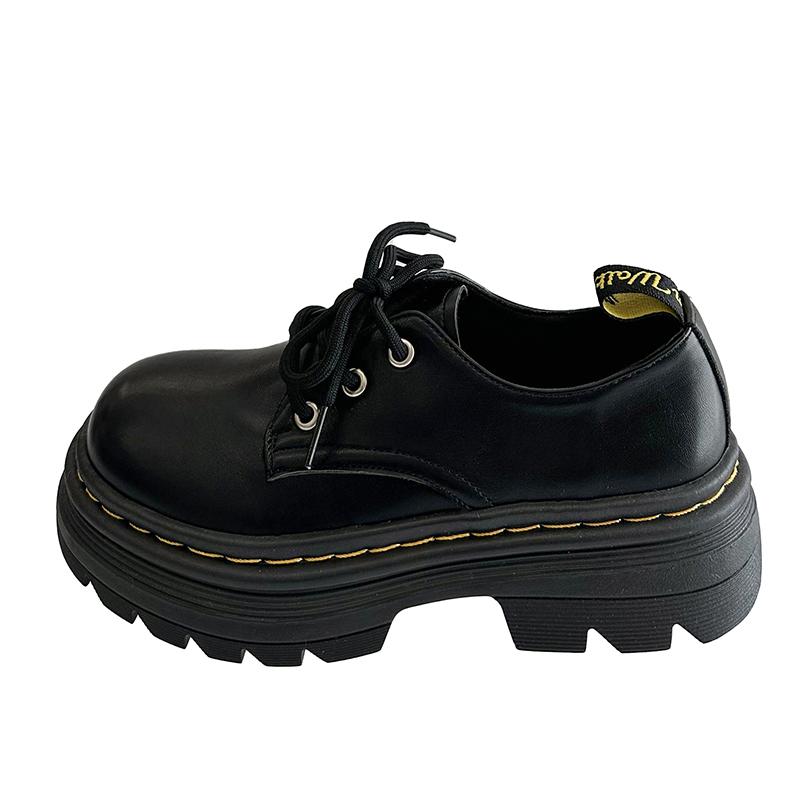 

Модные женские туфли на толстой подошве, осенняя новинка, с круглым носком, ремешком спереди, противоскользящие, износостойкие, на толстом каблуке 40 чёрный