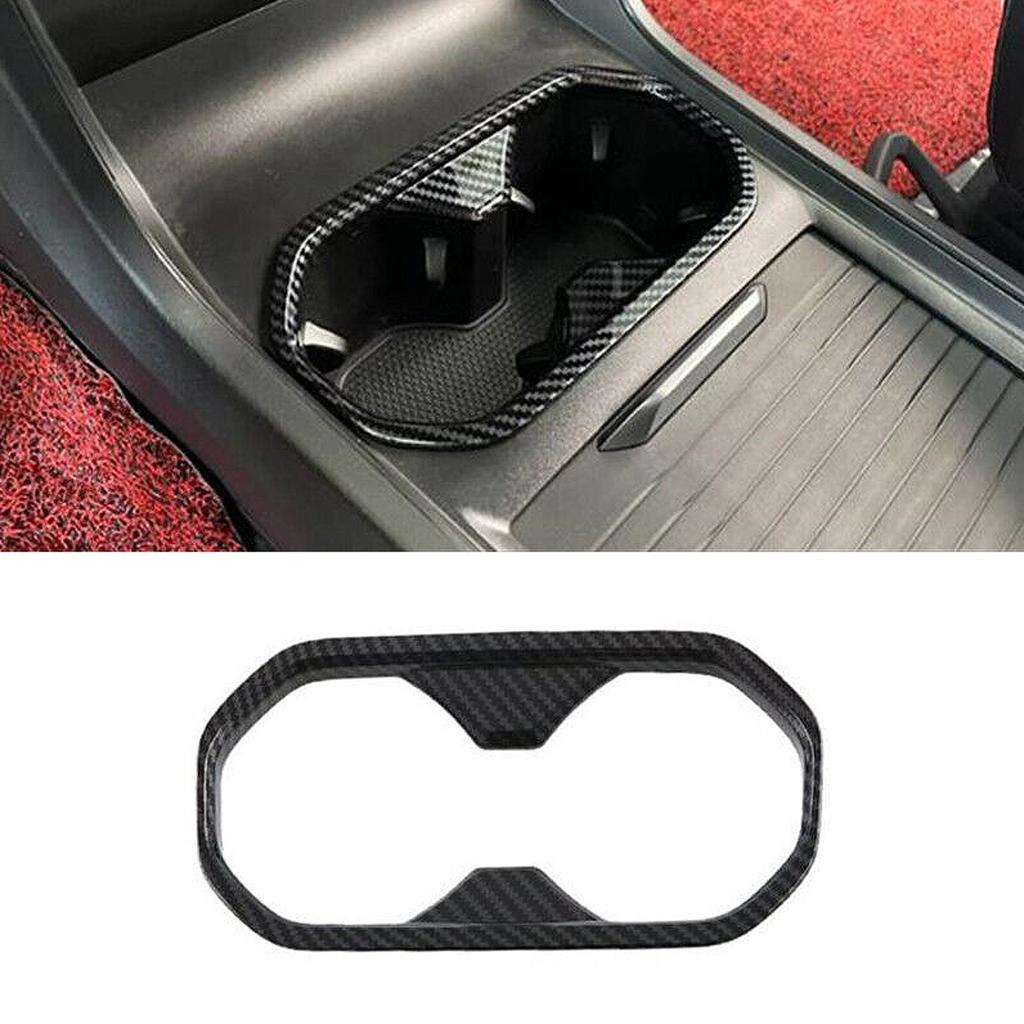 Dla MG4 EVMulan 2022-2024 ABS z włókna węglowego samochodowy przedni uchwyt na kubek wody pokrywa wykończenia naklejki akcesoria samochodowe trwałe