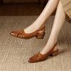 Fashion Summer Sandals Genuine Leather Sandals Casual French Retro Pointed Toe Hollow Out GLADIATOR Sheepskin Sandals Thick Heel Shoes
