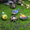 4pcs Mini Bird Nest Set Realistic Cute Resin Simulated Animal Set Funny Bird Figurines Ornament Crafts Gardening Decoration