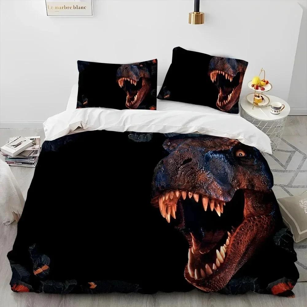 3D Cartoon Dinosaur Illusion Comforter Bedding Set,Duvet Cover Bed Set Quilt Cover Pillowcase,Queen Bedding Set for Boys Gift