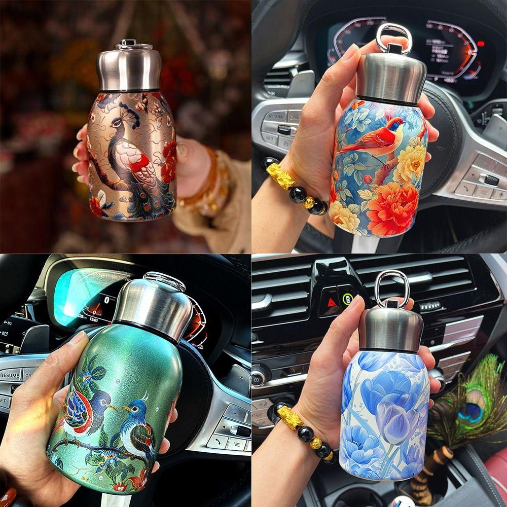 Double Wall Water Bottle 300ml Pocket Cup Cute Coffee Mug  Outdoor Travel Office