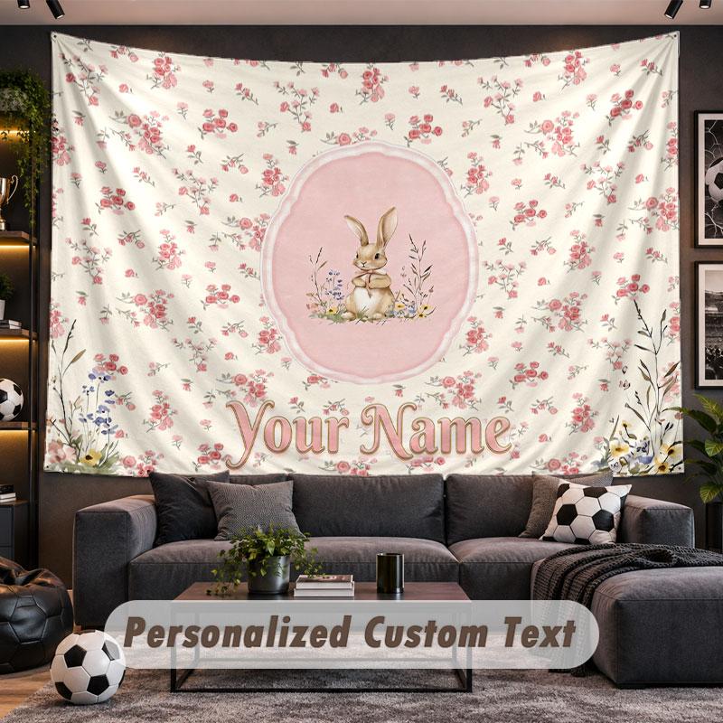 Wall Hanging Tapestry Custom NamePeter Rabbit Pattern Personalized Printed Fabric Wall Decor