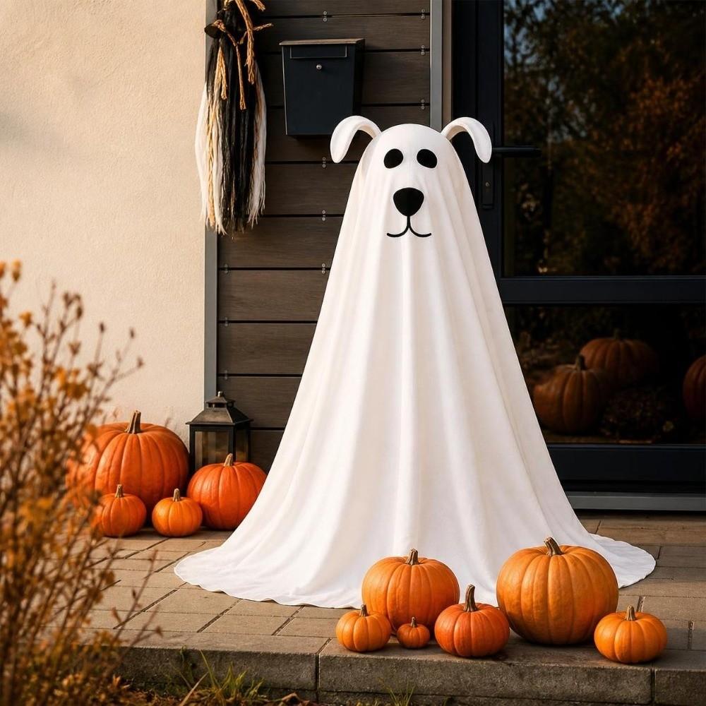 Décor Fantôme Lumineux Halloween 2,3 Pieds Accessoire Fête Halloween Porte d'Entrée Porche Jardin