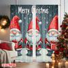 Set Of 2 Flat Printing Merry Christmas Scene Curtains Midget Polyester Without Electricity Family Curtain Machine Washable