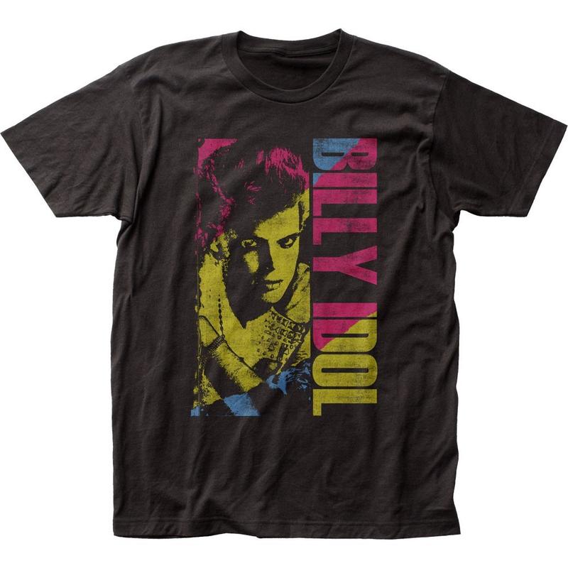 

Billy Idol Color Block Unisex T-Shirt Music Classic Rock N Roll Band Tee New Black S