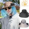 Mens Quick Dry Bucket Hat Large Size Sun Hat with Solar Powered Fan USB Rechargeable for Outdoor Hiking Camping Fishing Activity