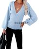 Autumn and Winter Cross V-neck Solid Color Knitted Sweater European and American Women's Clothing Pullover Needle Loose Sweater Women