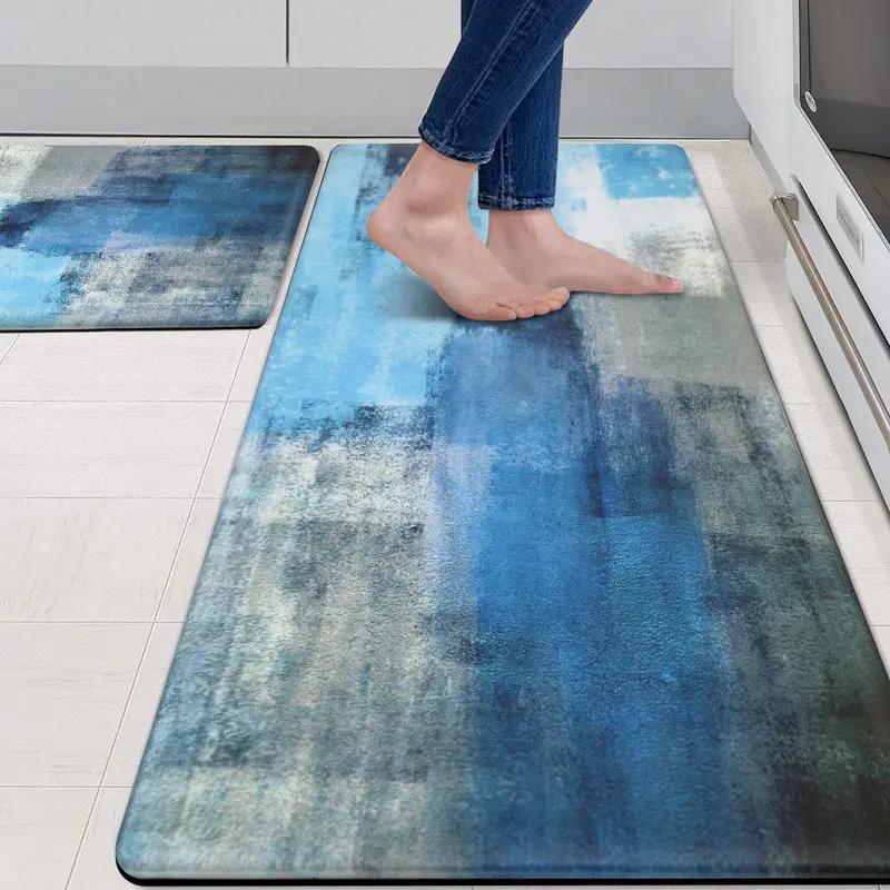 Abstract Farmhouse Kitchen Rugs Striped Wavy Non-Slip Rug Hallway Stairs Decorative Stain Resistant Carpet Mat Home Decor