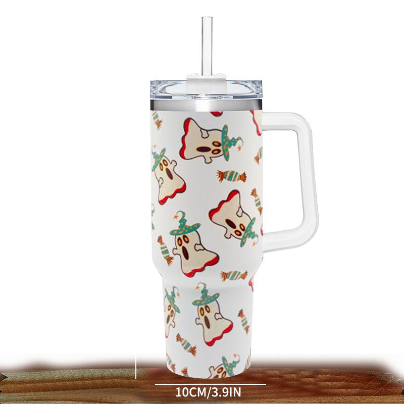 Big Capacity 40oz Handle Car Cup 304 Stainless Steel Travel Mug Outdoor Insulation Cup With Lids And Straw