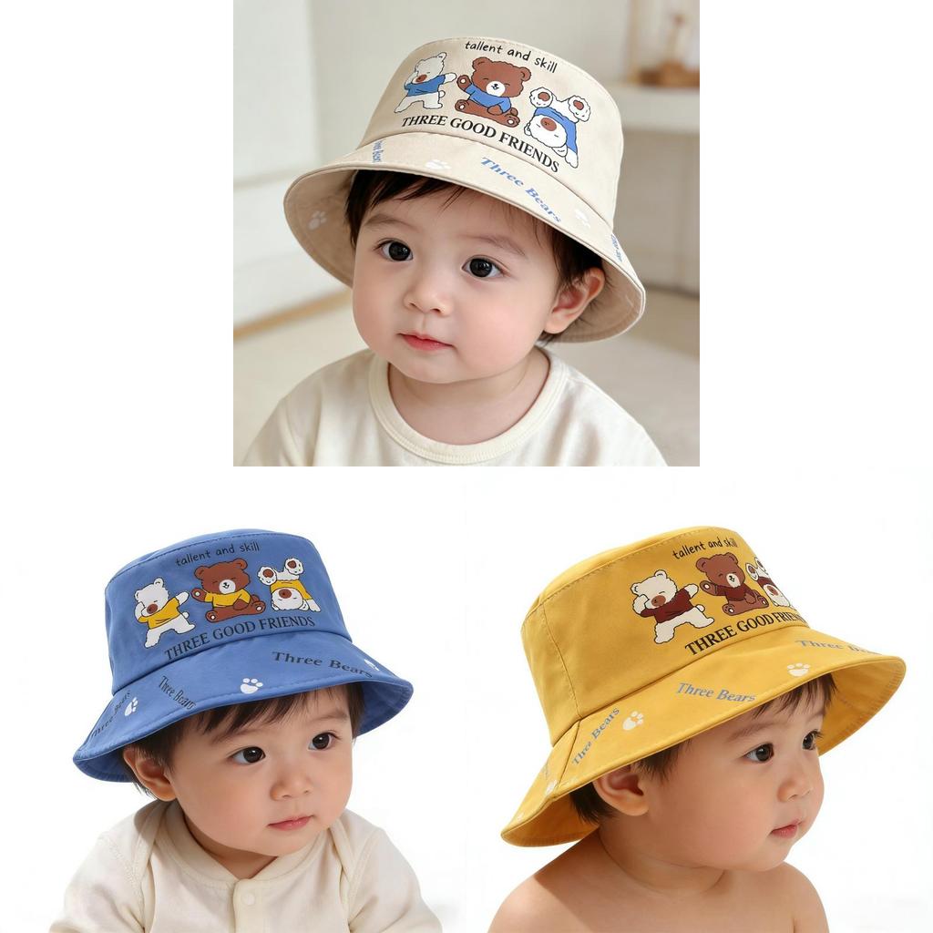 Childrens Cartoon Bear Sun Hat With Wide Brim For Summer Sun Protection And Breathability