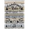 Camper RV Shower Curtain for Travel Trailer Bathroom, Farmhouse Camping Rules Quote Small Narrow Shorter Fabric Shower Curtains Set, Happy Camp