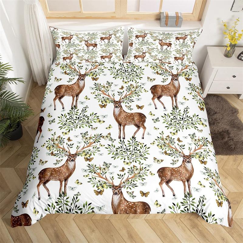 Deer Animal Duvet Cover Collection Twin Queen Size Butterfly Flowers Bedding Collection Microfiber Moon Galaxy Comforter Cover For Girls Teens