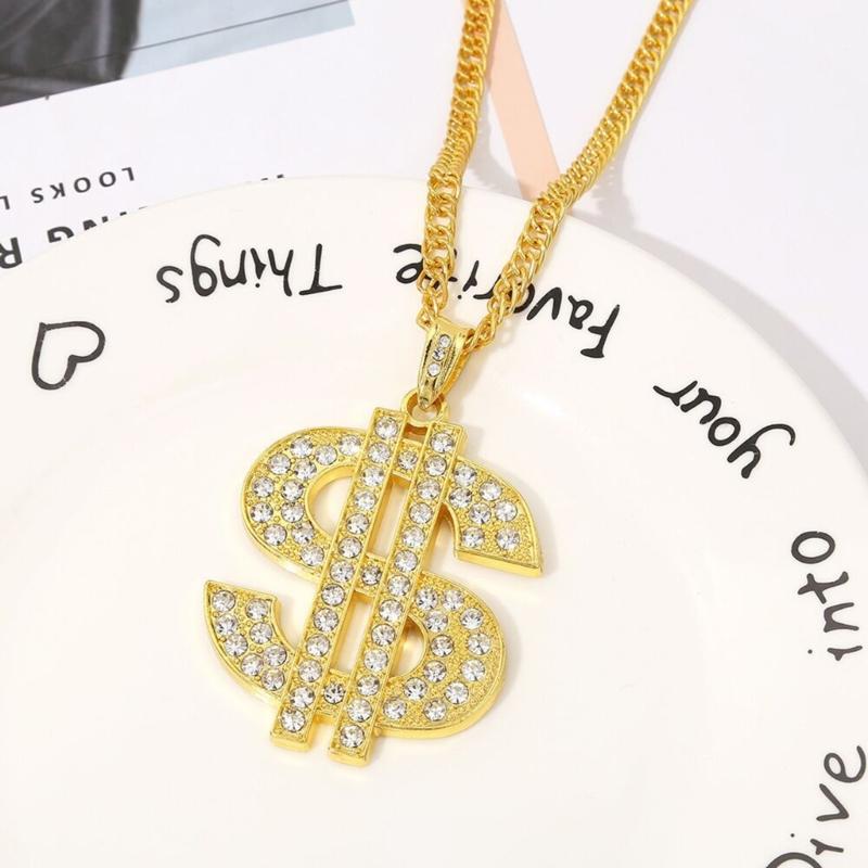 2 Pezzi Collana a Catena Dorata Stile Hip Hop Gioielli da Collo Catene da Rapper Materiale CCB Regalo Perfetto per Uomini e Donne