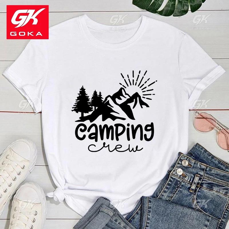 Premium Cotton T Shirt Hot Camping Crew Print T Shirts Fashion Cool Hip Hop Short Sleeve Casual Tops Womens Clothing Unisex Tees
