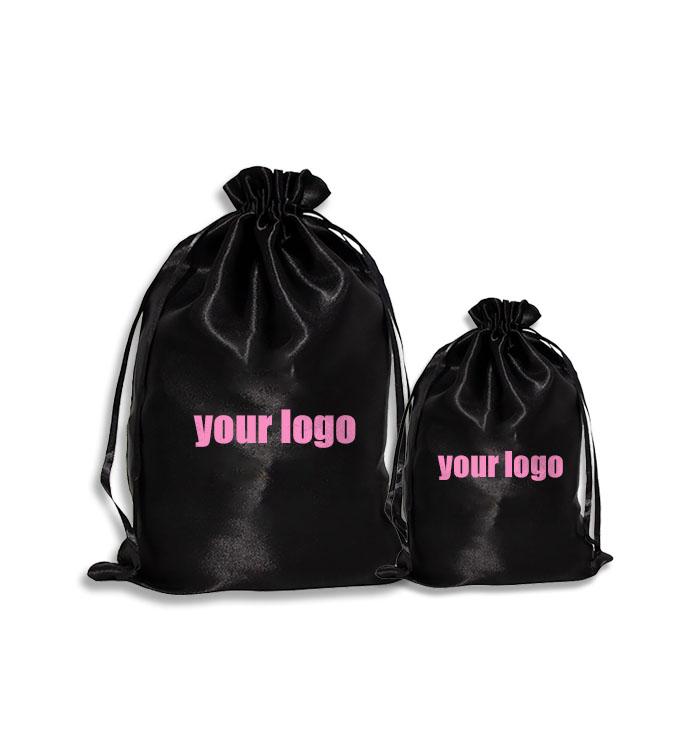 High Quality Wig Bags Hair Packaging Soft Fabric Glossy Hair Satin Bag Silk Satin Bag With Custom Logo