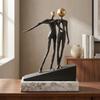 Abstract Metal Figure Sculpture Textured Black Statue for Showcase